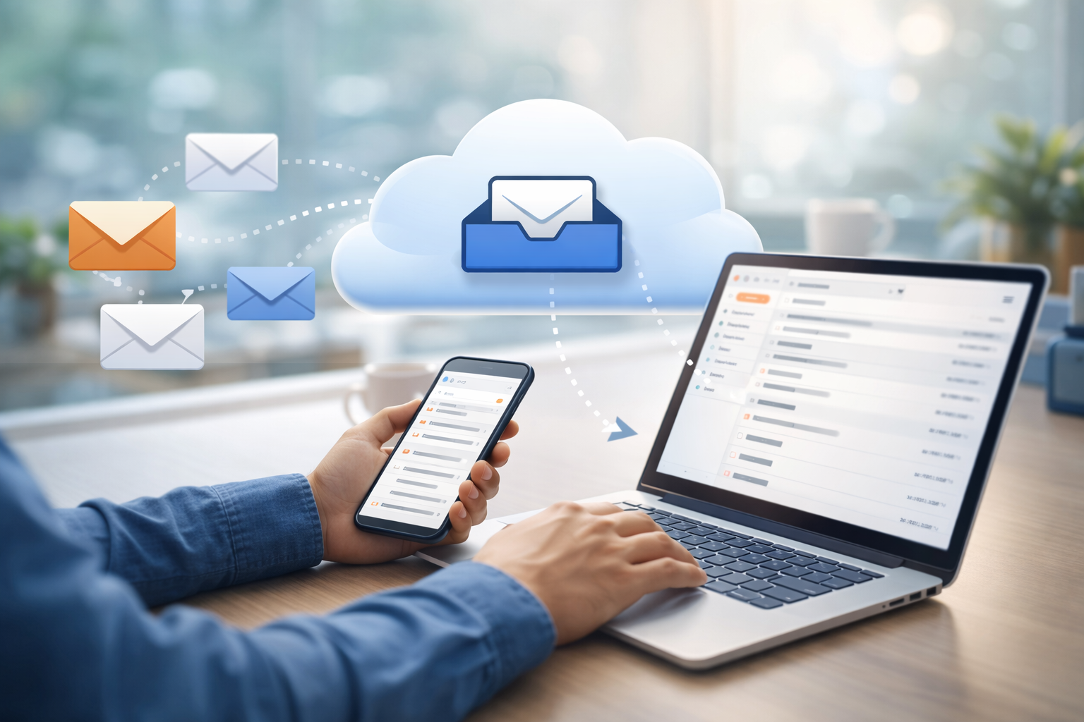 外部メール → CloudInbox → 端末（PC/スマホ）